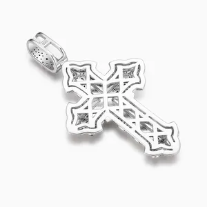 Shining Star Jewelry Bling 925 Silver Diamond Jesus Cross Gothic Charms Pendant thumbnail-2
