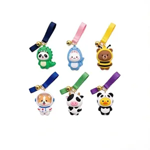 Wholesale Custom 3D PVC Cartoon Character Keychains Eco-Friendly Rubber Figure Carabiner Bag Clips thumbnail-1