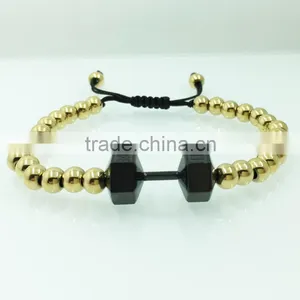 Custom High Quality Stainless Steel Jewelry Handmade Man Dumbbell Bracelet thumbnail-3