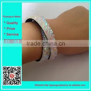 Hotsale Multi Color Women Rhinestone Hard Plastic Bangle Bracelet thumbnail-1
