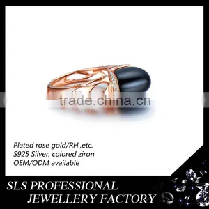 2015 Fashion Perfect Design 925 Stering Silver Rose Gold Plated Black Zirconia Micro Pave Luxury Jewelry Set for Women thumbnail-5