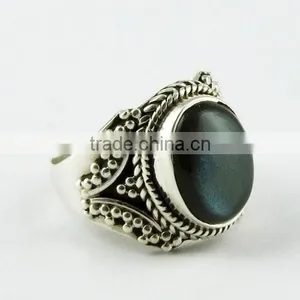 Genuine Style Blue Fire Labradorite 925 Sterling Silver Ring thumbnail-1