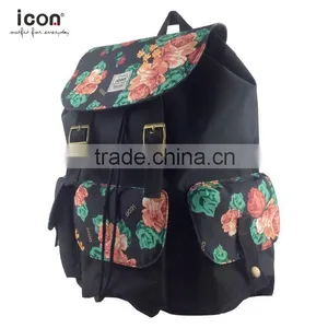 600D Polyester Backpack With Flower Printing thumbnail-2