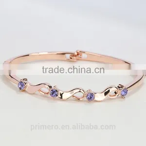 New 18k Rose Gold Filled Twist Clear Austrian Crystal Wrist Bracelet Bangle Jewelry thumbnail-4