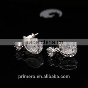 18K White Gold Filled Hot Cubic Zircon Women Earrings Dangler Bali Jewelry thumbnail-2