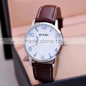 Classic Genuine Leather EYKI Brand Men Watches Water Resistant Women Quartz Watch thumbnail-1