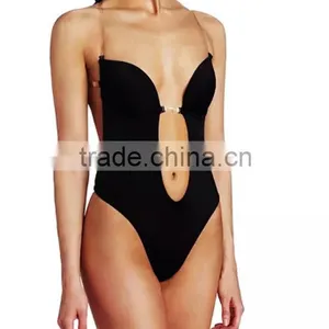 Women Underwear Lingerie Sexy CLEAR STRAP BACKLESS DEEP Plunge THONG Backless BODY SHAPER Sz S-XL,Women's U Plunge Body Suit thumbnail-1