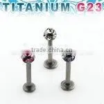 Titanium G23 Labret - 16g, 5/16", 3mm Multi-jewel Ball thumbnail-1