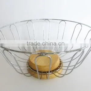 Fruit Bowl for Kitchen Countertops - Bamboo Base thumbnail-1