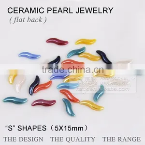 Ceramics Pearl 5*15mm S Shape Flat Back Ceramic Rhinestone Factory Direct on Sales thumbnail-2