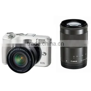Canon EOS M3 With EF-M 18-55mm and 55-200mm Camera Kit - White DGS Dropship thumbnail-1