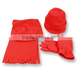 Unisex 3-pc Fleece Set of Scarf, Gloves, Hat thumbnail-1