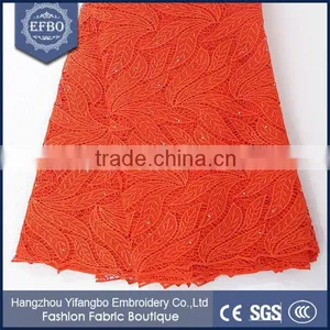 Simple Design Style Guipure Lace Fabric / Purple Color UK Embroidery Lace Fabric For Wedding Dress thumbnail-3
