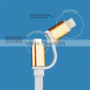 Luxury 2 in 1 Flat Noodle Data Sync Charging USB Cable For Iphone 5/5s 6 Plus Samsung S5 S6 thumbnail-5