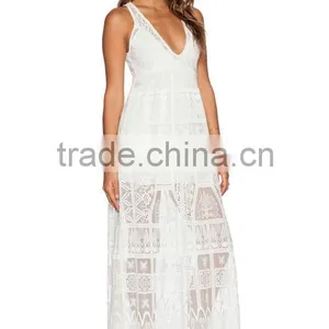 2016 New Design Ladies' White Lace Dress, Good Time Usa Dress in Lace Fabric Latest Lace Dress Designs Photos thumbnail-2