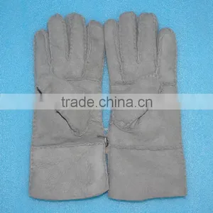 Hand Made Leather Mitten Fur Skin Double Face Fur /leather Gloves,KZ140034 thumbnail-1