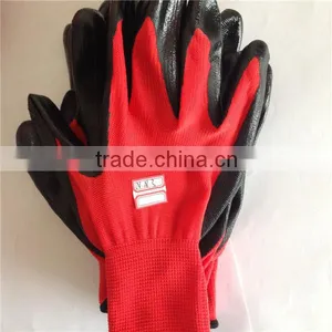 Red Polyester Black Nitrile Coated Work Gloves thumbnail-6