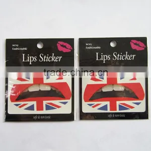 Wholesale Custom English Flag Water Transfer Temporary Lip Tattoos Sexy Waterproof Lip Sticker Non-toxic Lip Tattos Quality Choice thumbnail-2