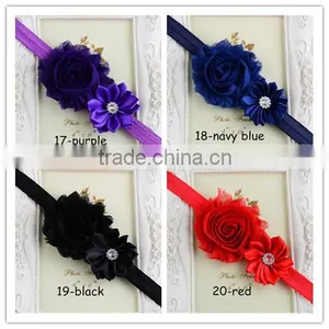 Solid Grosgrain Ribbon Headwear, Kids Girl Chiffon Flower Headband Elastic Hair Band Hair Tie Mixed Colors thumbnail-6