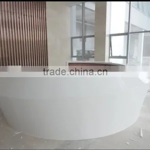 Morden Design Artificial Stone Office Reception Desk/round Marble Countertop/acrylic Solid Surface Hotel Reception Desk thumbnail-1