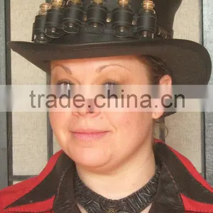 Steampunk Hat Fashion Victorian Fantasy Leather Top Hat thumbnail-1
