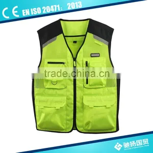EN ISO 20471 Yellow High Visibility Safety Reflective Vest With Zipper thumbnail-1