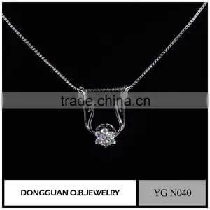 Wholesale Fashion Necklace Jewelry 925 Sterling Silver Crystal Flowers Necklace thumbnail-4