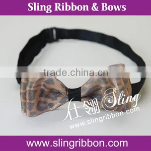 Leopard Printed Sheer Ribbon Bow Tie thumbnail-1