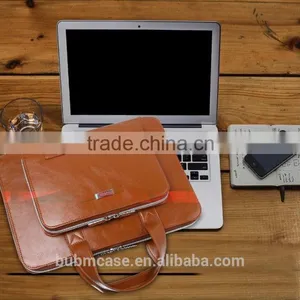 2015 BUBM Simple Solid Color PU Leather Notebook Laptop Hand Bag With Lady thumbnail-1