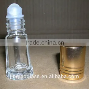 Octgonal Roll on Glass Perfume Bottle With Golden Cap thumbnail-1