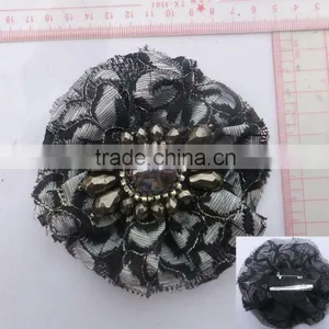 Beautiful Black Lace Flower Hairgrips With Beads thumbnail-1