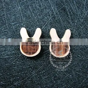 8mm Setting Size Vintage Style Natual Log Wood Bezel Rabbit Ears Round Pendant Setting DIY Findings Supplies 1411147 thumbnail-1