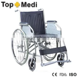 Rehabilitation Therapy Supplies Topmedi TSW873 Hot Sale Portable Travel Wheelchair for Disabled or Elderly People thumbnail-1