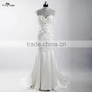 RSW907 Detachable Illustion Neckline Sexy Strapless See-Through Embroidery Designs For Mermaid Wedding Dress thumbnail-1