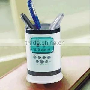 Nature Sound 7 Colors Led Light Digital Alarm Clock With Pen Holder,office Gift thumbnail-1