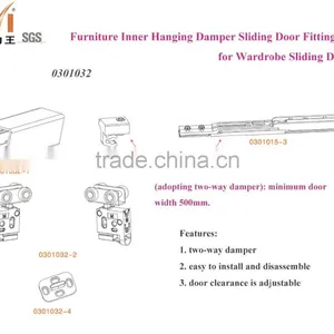Soft Closing Wardrobe Sliding Door Hanging Wheel System thumbnail-1