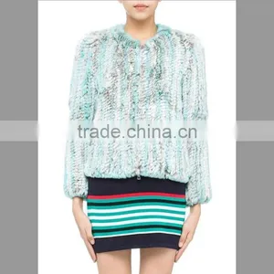 Top Fashion Multicolor Rex Rabbit Fur Knitted Jacket for Women thumbnail-1