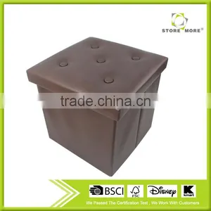 Store More Leather Folding Storage Stool With Buttons thumbnail-1