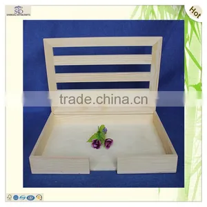 Simple Elegant Large Cuboid Plate Lid Plain Pine Wooden Box thumbnail-4