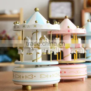 N533 Wooden Music Box Wooden Carousel Christmas Gift Decoration thumbnail-1