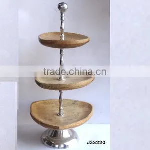 Three Tier Cake Stand Made in Wood and Aluminium With Podwer Coating thumbnail-1