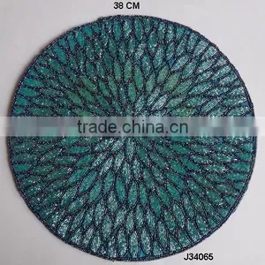 Round Glass Bead Table Mat With Sun Flower Leaf Style Other Colours Also Available thumbnail-1