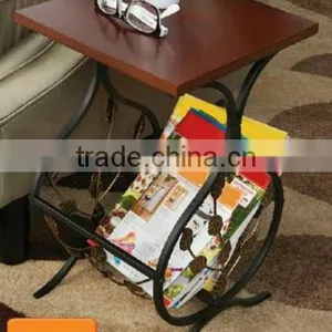 New Metal Leaf Design Magazine Table Tempered Wooden Top Coffee Table thumbnail-1