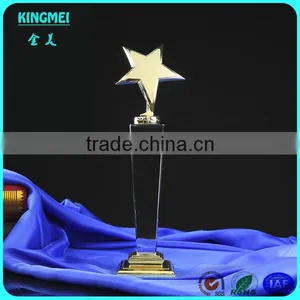 Wholesale Clear Blank Crystal Award Trophy Golden Star Glass Trophy thumbnail-1
