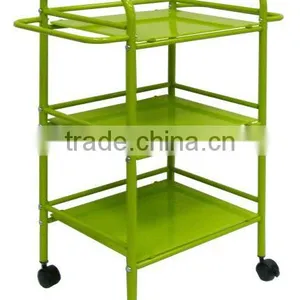 Elegant Looking 3 Tiered Color Glass Food Serving Trolley thumbnail-2