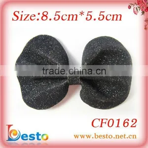 CF0162 Fashion Handmade Glitter Black Bow Cloth Flowers for Kids thumbnail-1