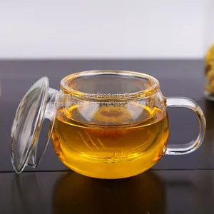 Glass Cup Kungfu Tea Cup Three Part Glass Cup Filter Glass Cup Coffee Cup Milk Cup Juice Cup for Hotel and Resturant thumbnail-2