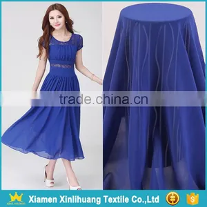 Hot Sale 75Dx75D Royal Blue Color Beaded Chiffon Fabric for Lady Dress thumbnail-1