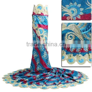 Bestway Wholesale African Embroidered Wax Printed Fabrics With Guipure thumbnail-2