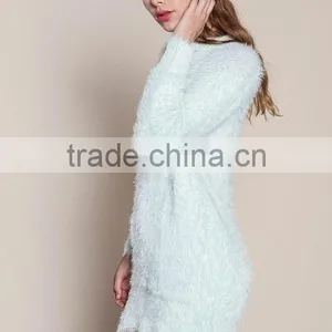 MGOO New Arrival Women Green Fuzzy Sweaters Fashion Fur Loose Long Sweaters For Ladies 2016 thumbnail-2